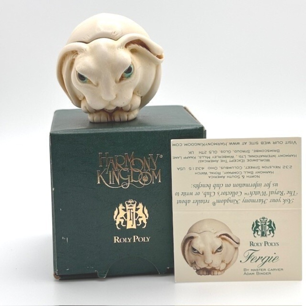 Harmony Kingdom‎ Roly Poly Fergie Cat Figurine Adam Binder Marble Resin Box Vtg